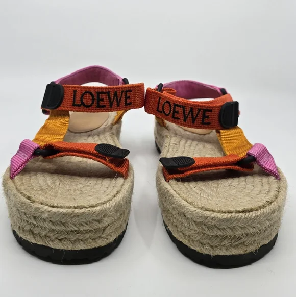 Loewe Colorblock Strappy Platform Espadrilles Sandals